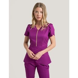 Jaanuu tulip scrub top in plum